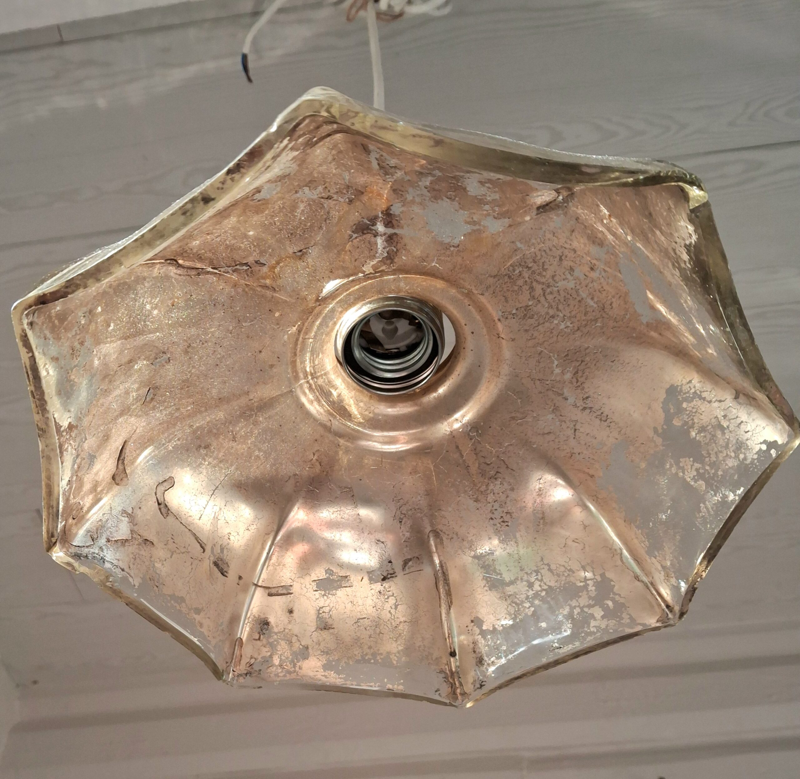 Flot "Fattigmands" loftlampe i glas