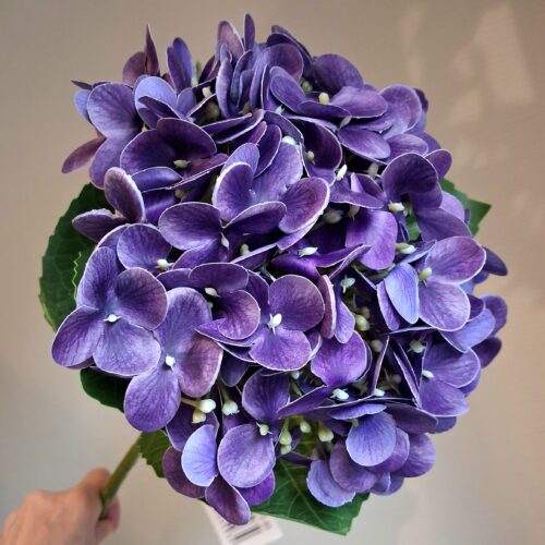 Hortensia mørk lilla – “Real Touch” blomster hoved