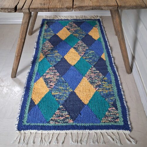 Flot håndvævet kludetæppe – dansk kunsthåndværk