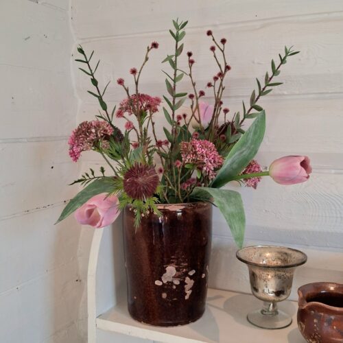 Rigtig gammel svensk syltekrukke med fin brugspatina