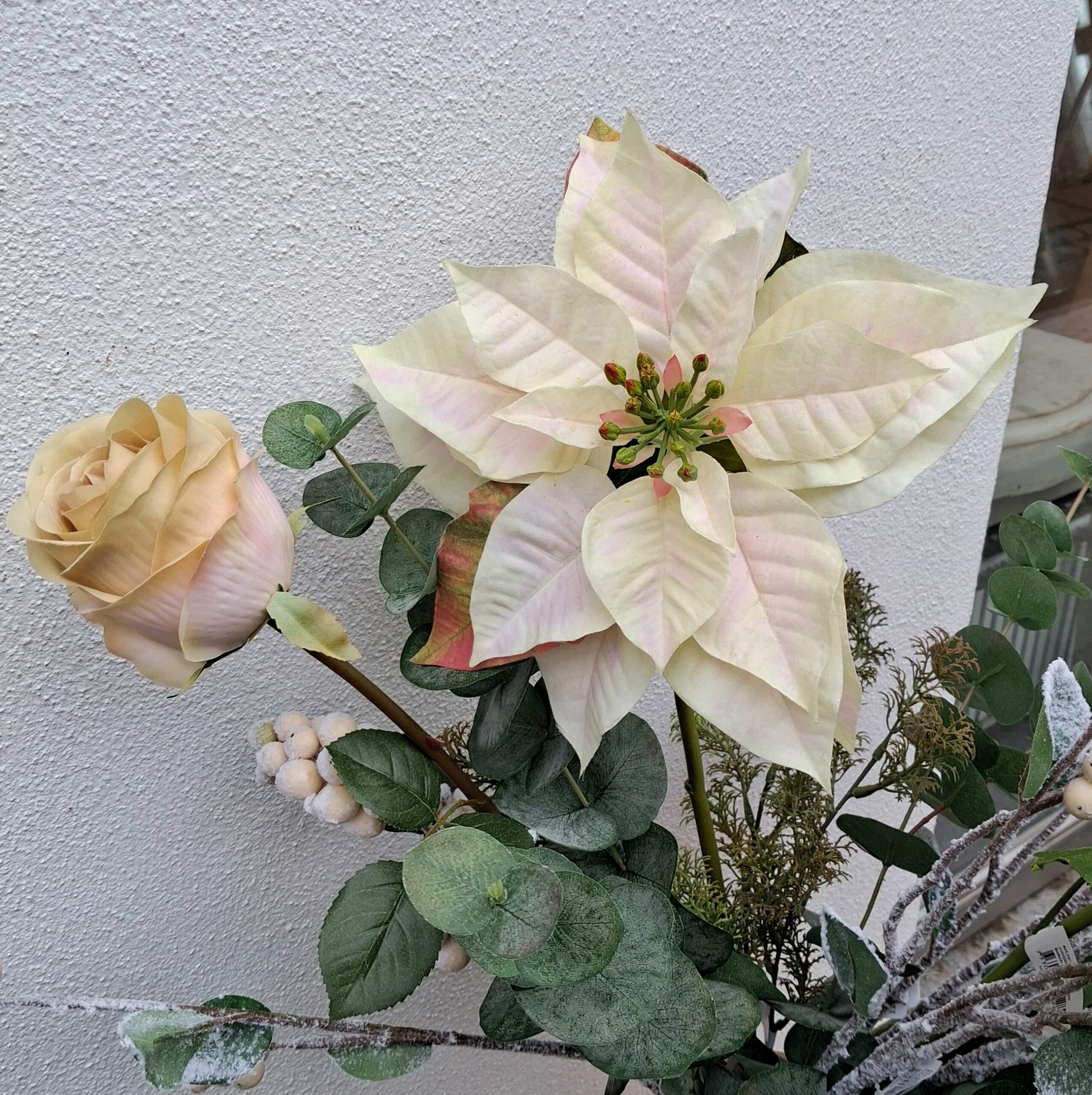 Stor kunstig fløde / rosa julestjerne stilk