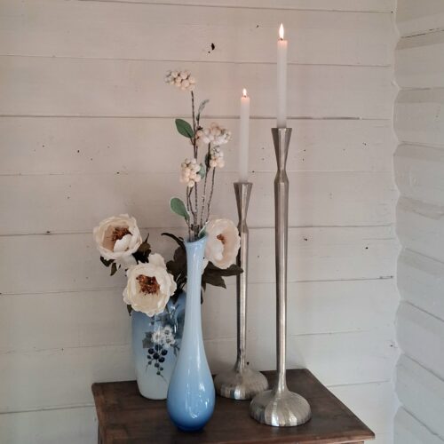 Elegante stål lysestager - sæt med 2 stk.
