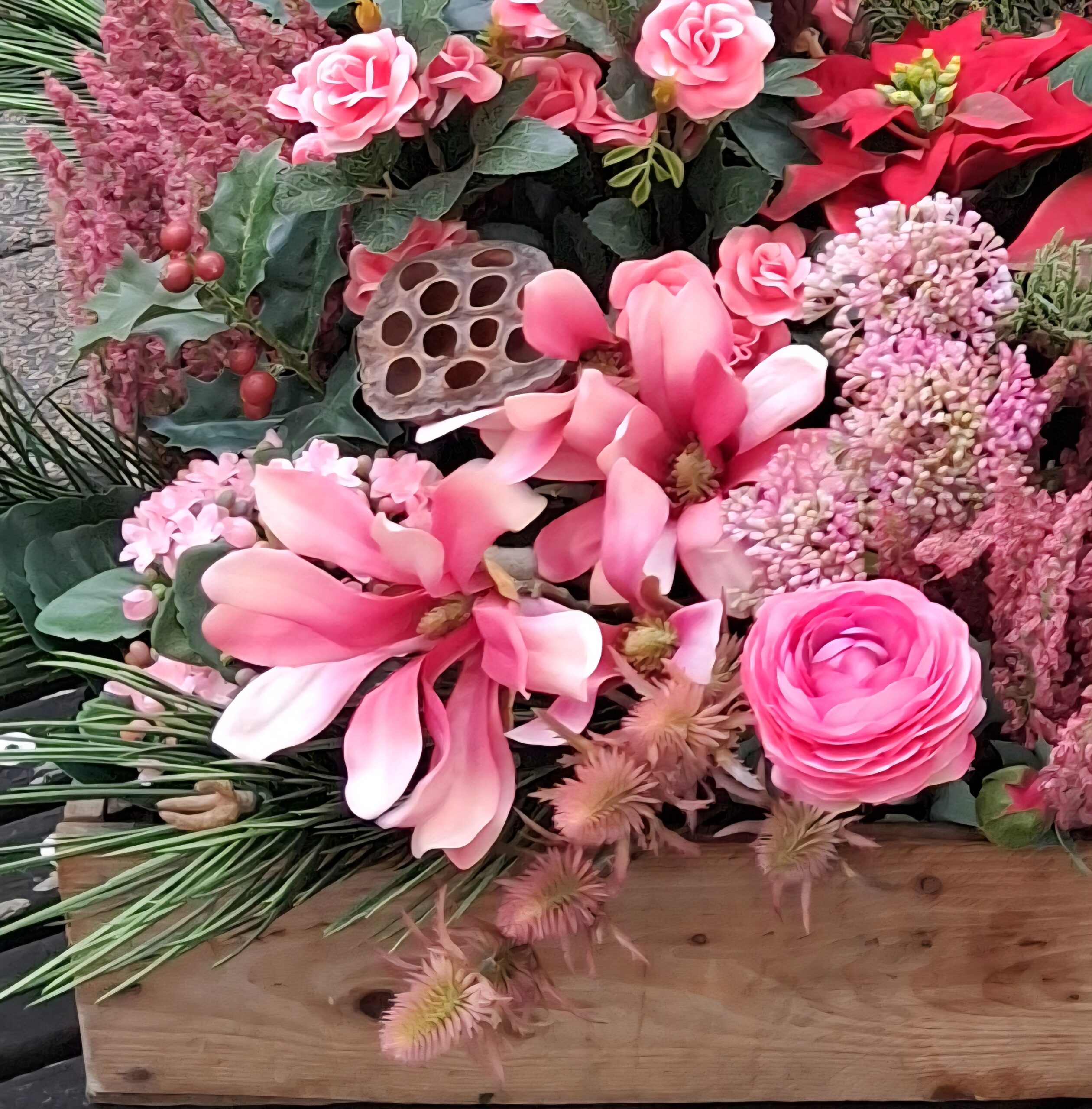 Smukke blomster i trækassen...